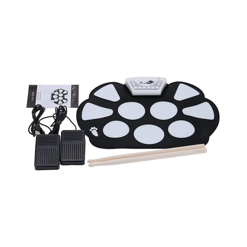 Bateria Eletrônica Musical Drum Dobrável Silicone 2 Pedais