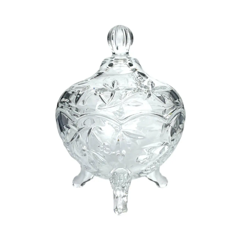 Bomboniere de vidro com tampa potiche enfeite