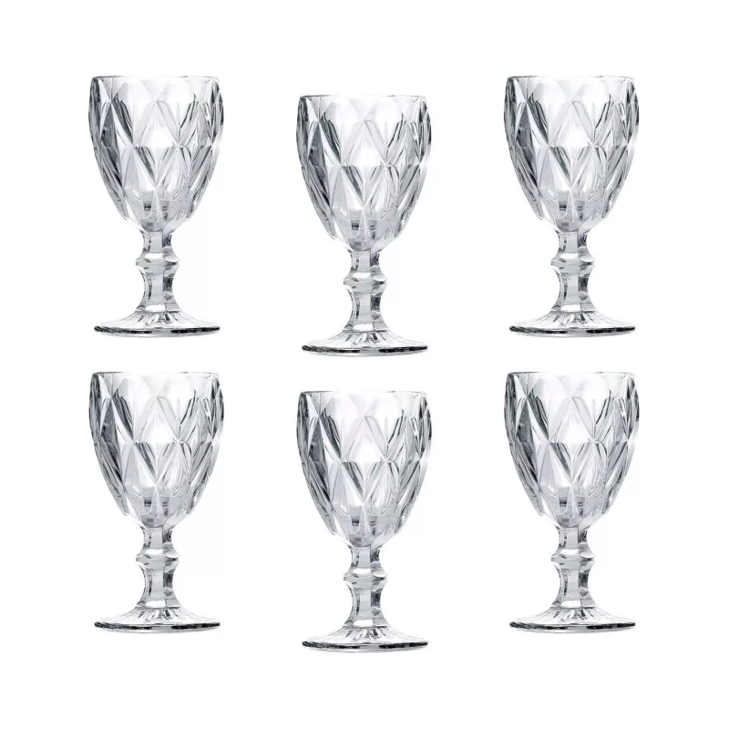Taças Vidro 340ml Diamante Transparente