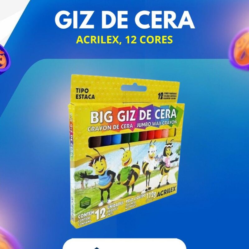 Giz de Cera Acrilex 12 cores