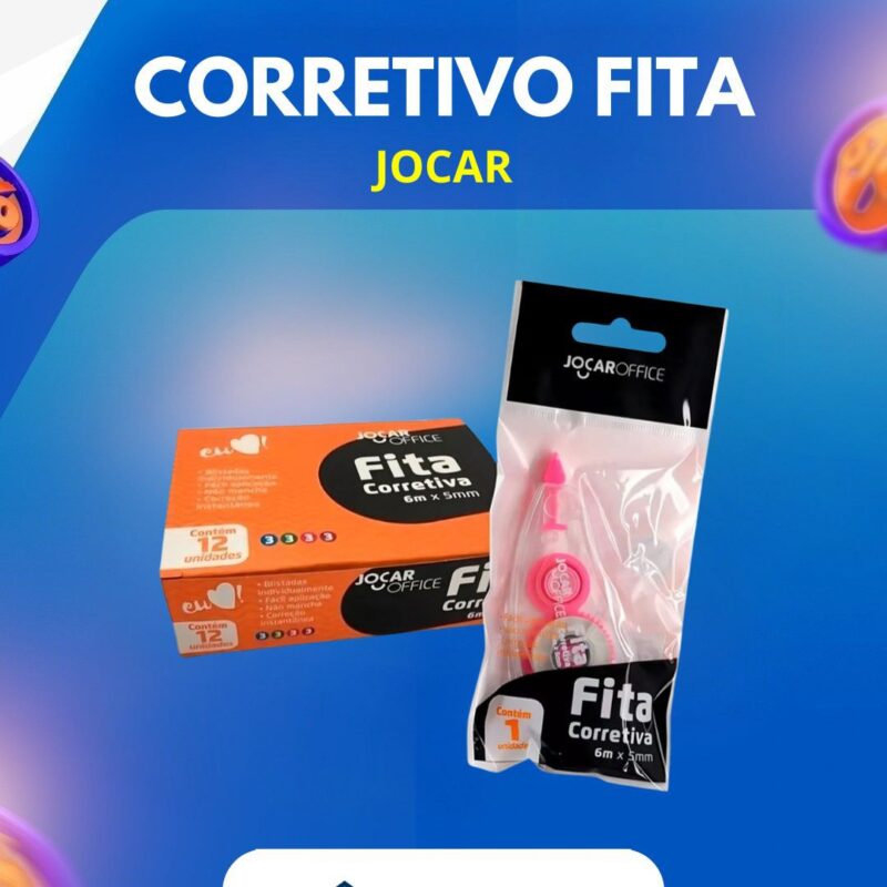 Fita Corretiva Jocar 10mx5mm Corretivo Escolar Escritório