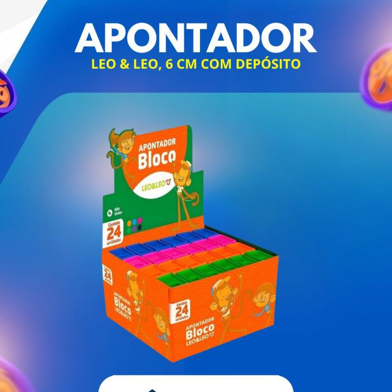 Apontador Bloco Colorido 6cm Leo&Leo