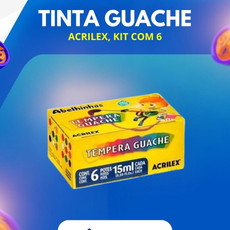 Tinta Tempera Guache - Acrilex 6 cores